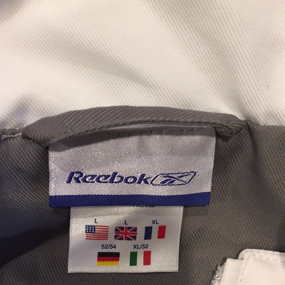 Reebok Jacket White Gray Full Zip Windbreaker Large - Picture 5 of 7